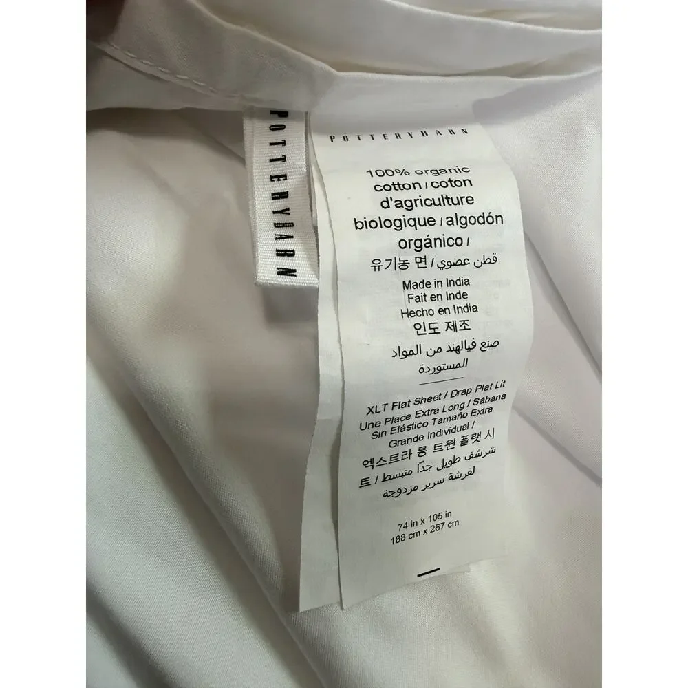 Pottery Barn WHITE Classic Organic Sheets - Twin XL - Dorm - FITTED + Flat Sheet